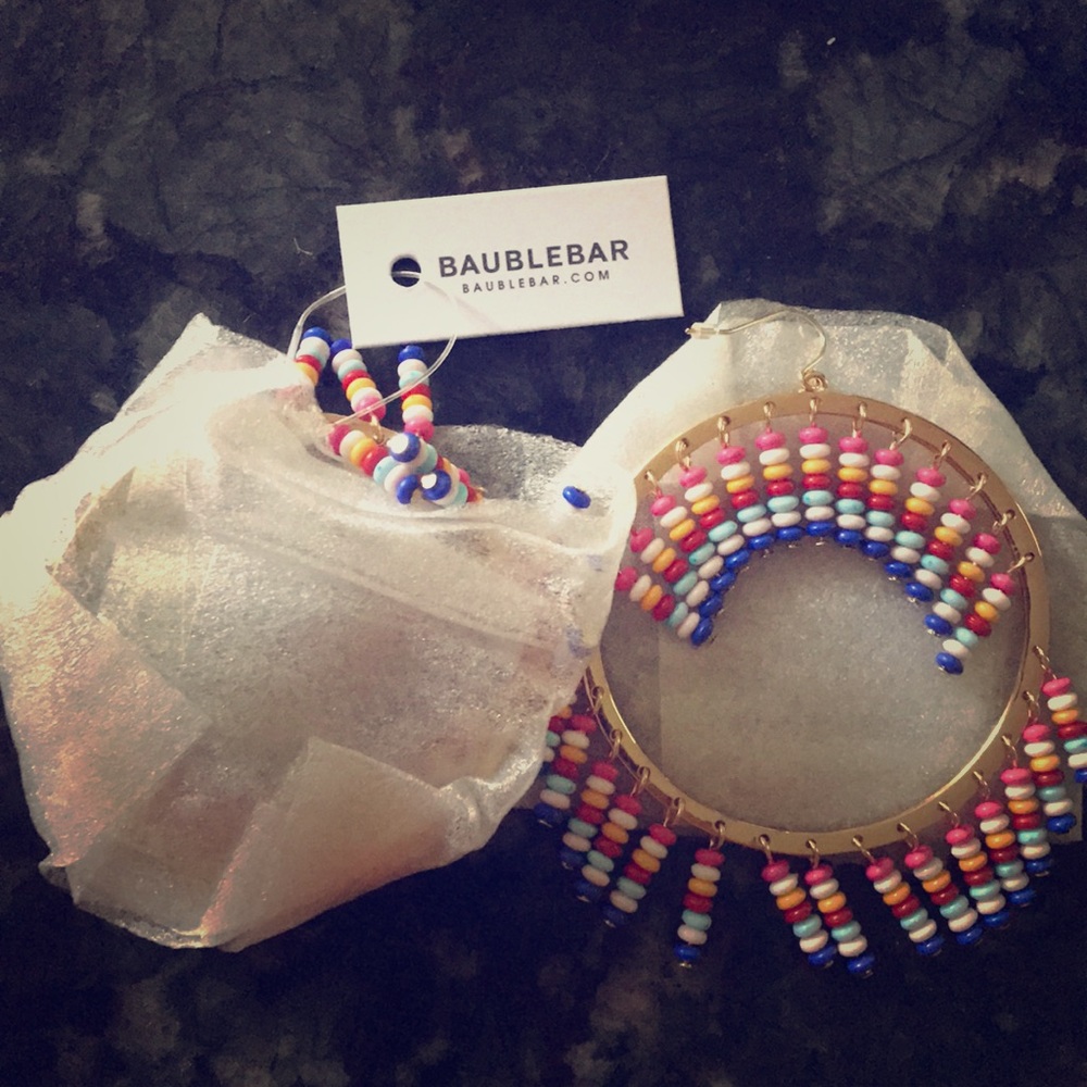 BaubleBar Mazarine hoop earrings rainbow